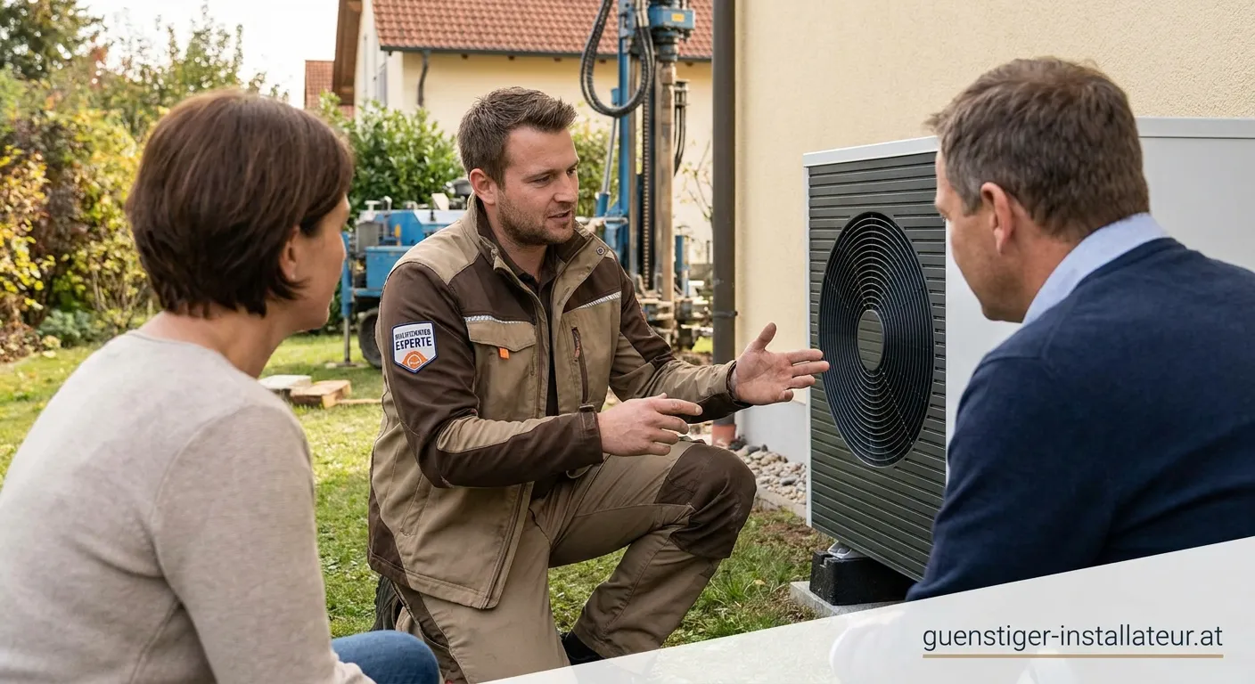 Erdwärmepumpe Installateur bei Montagearbeiten