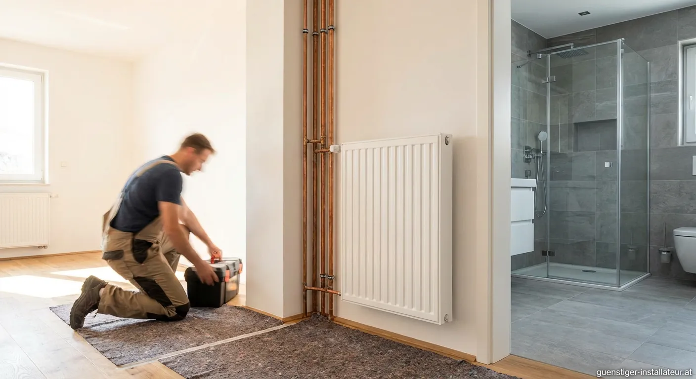 Techniker von Fleig Haustechnik bei der Wartung einer modernen Wärmepumpe