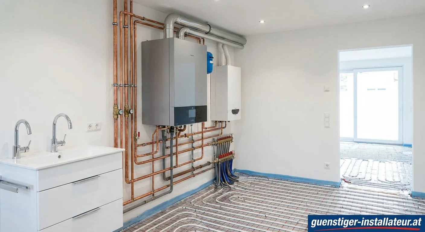 Techniker von Gassler Haustechnik überprüft Heizungsrohre