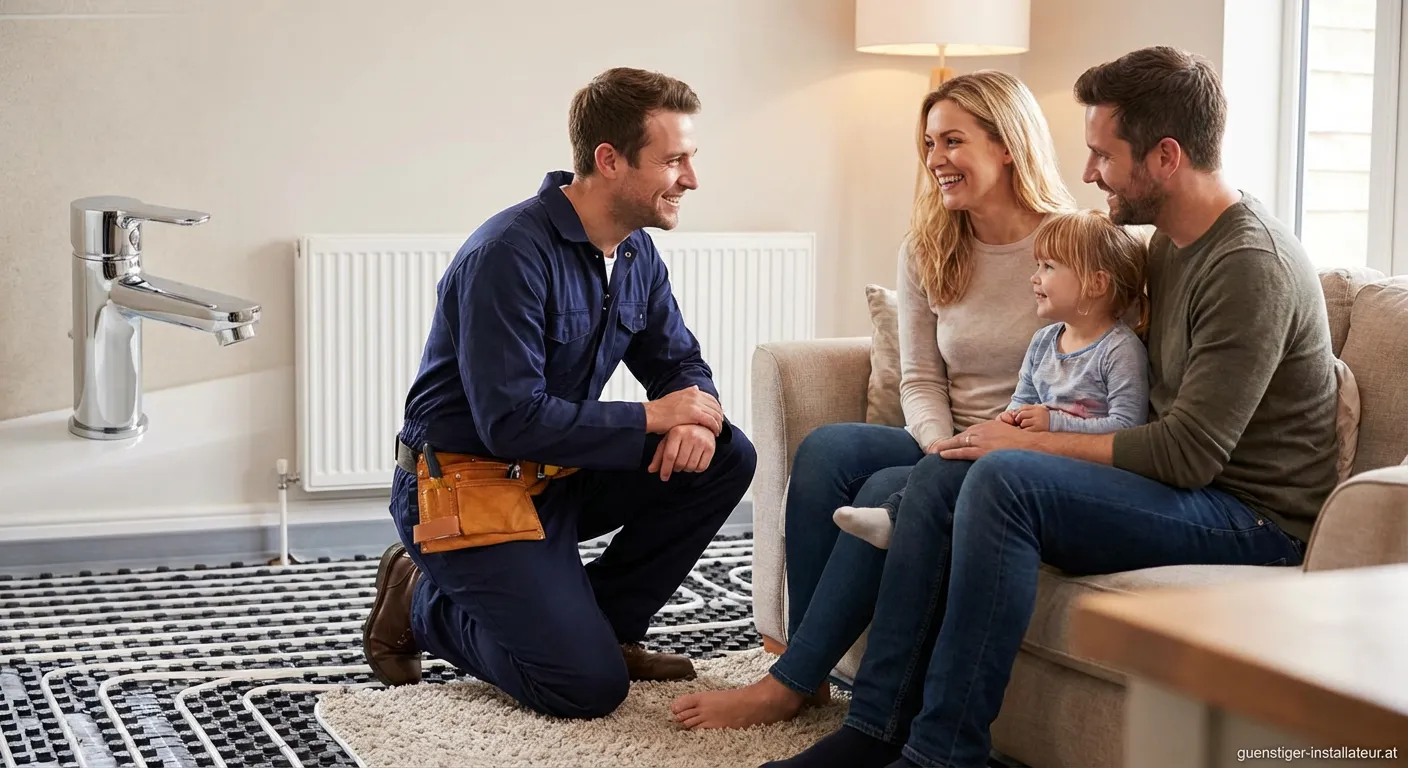 Heizungsinstallateur bei der Arbeit an Thermostatventilen