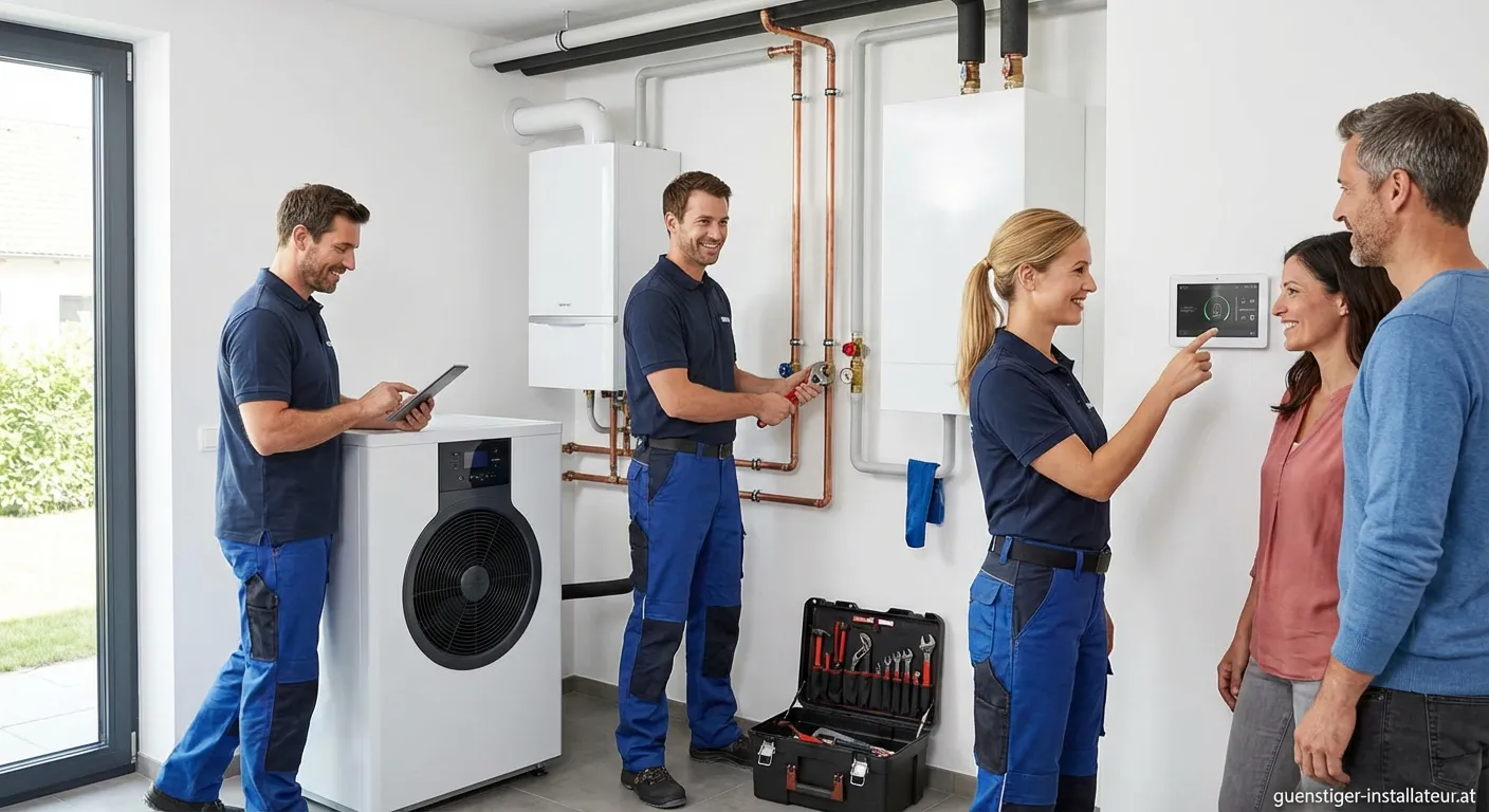 Hunziker Haustechnik Mitarbeiter bei der Installation