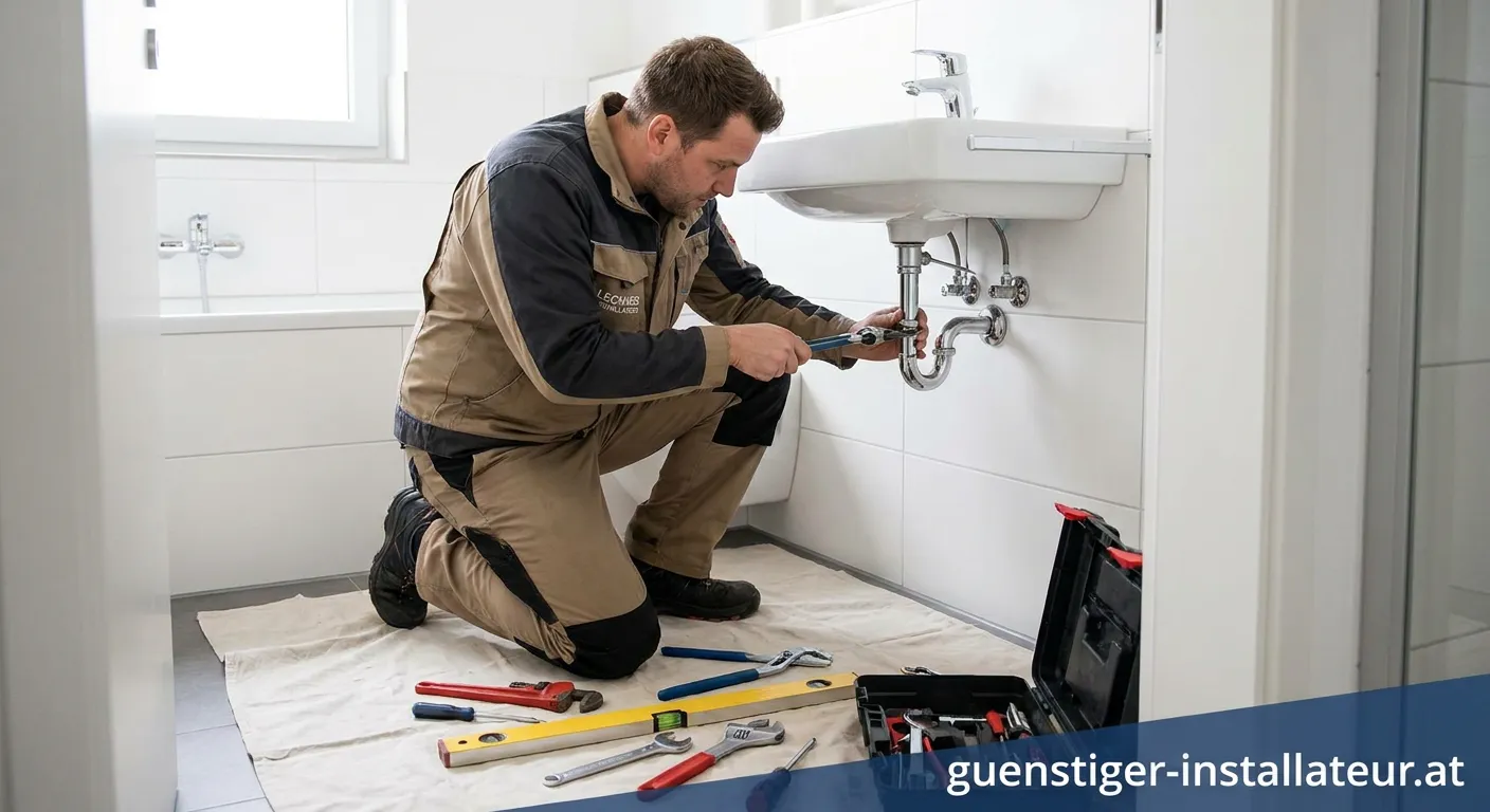 Lechner Installateur bei der Sanitärarbeit